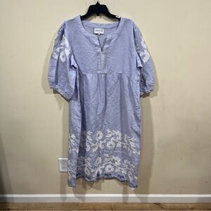Rose and Rose Nice Dress - blue stripes size XL cotton linen blend boho floral